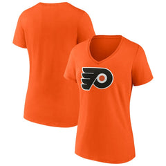 Philadelphia Flyers - Fanatics Women's Primary Logo Team V-Neck T-Shirt Orange