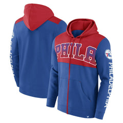Fanatics - Philadelphia 76ers Skyhook Colorblock Full-Zip Hoodie - Royal/Red