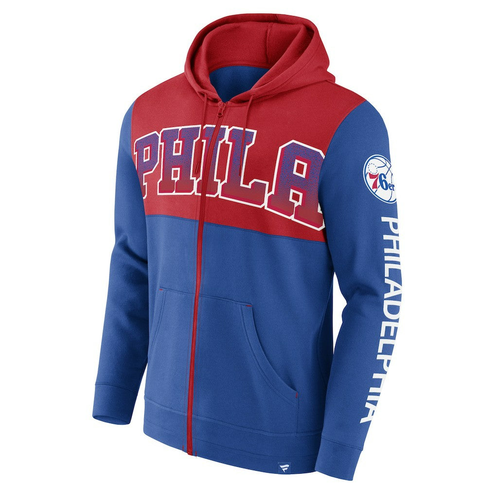 Fanatics - Philadelphia 76ers Skyhook Colorblock Full-Zip Hoodie - Royal/Red