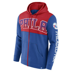 Fanatics - Philadelphia 76ers Skyhook Colorblock Full-Zip Hoodie - Royal/Red