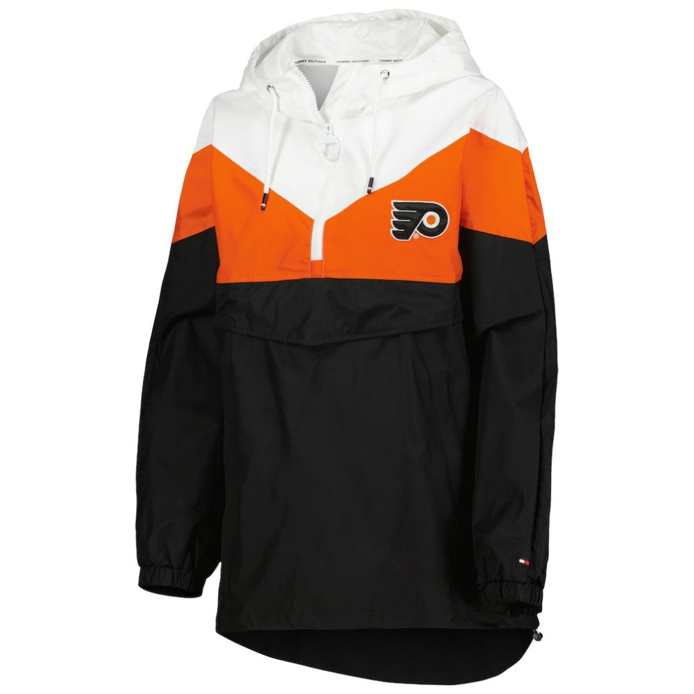 Philadelphia Flyers - Tommy Hilfiger Women's Staci Half-Zip Windbreaker Jacket Orange/Black