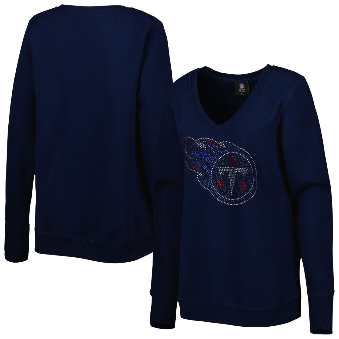Tennessee Titans Cuce Women's Deep V-Neck Pullover Sweatshirt Navy - NFL