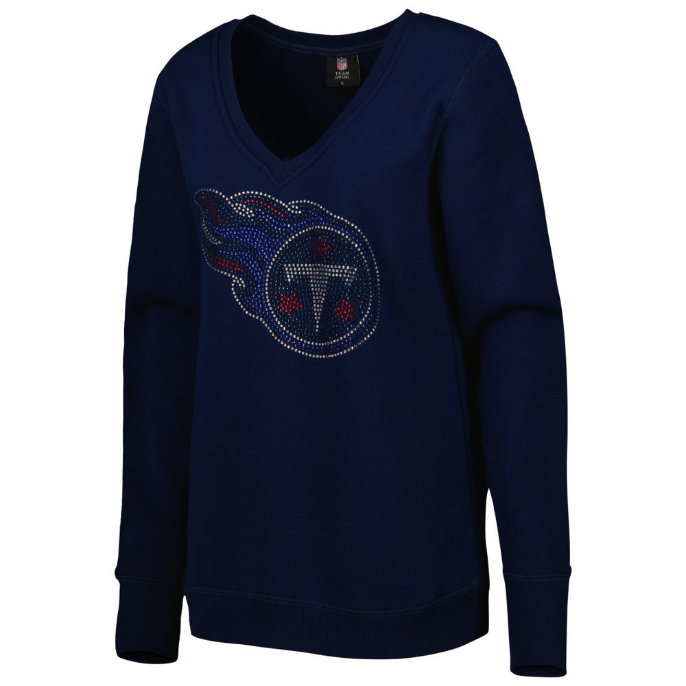 Tennessee Titans Cuce Women's Deep V-Neck Pullover Sweatshirt Navy - NFL