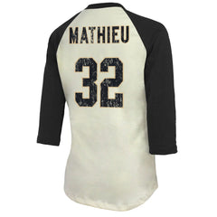 Tyrann Mathieu New Orleans Saints Majestic Threads Women's Player Name & Number Tri-Blend Three-Quarter Sleeve T-Shirt Cream - NFL