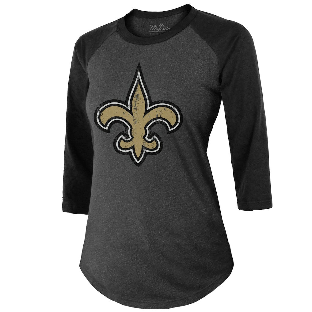 Tyrann Mathieu New Orleans Saints Majestic Threads Women's Name & Number Raglan 3/4 Sleeve T-Shirt Black - NFL