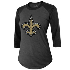 Tyrann Mathieu New Orleans Saints Majestic Threads Women's Name & Number Raglan 3/4 Sleeve T-Shirt Black - NFL