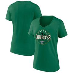 Dallas Cowboys Women's Lucky Celtic V-Neck T-Shirt Green - Fanatics
