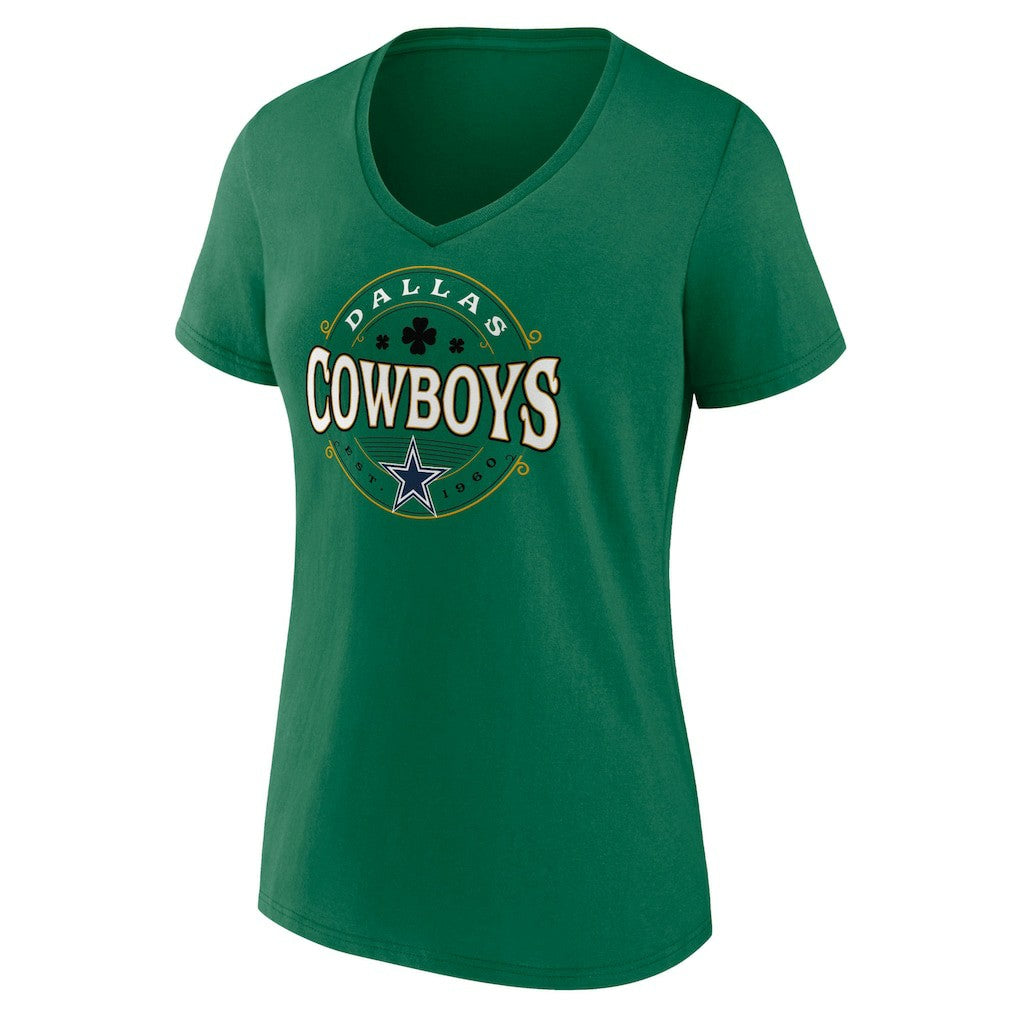 Dallas Cowboys Women's Lucky Celtic V-Neck T-Shirt Green - Fanatics