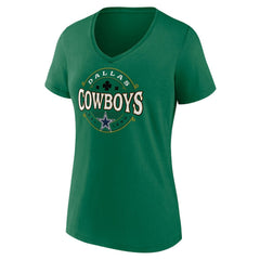 Dallas Cowboys Women's Lucky Celtic V-Neck T-Shirt Green - Fanatics