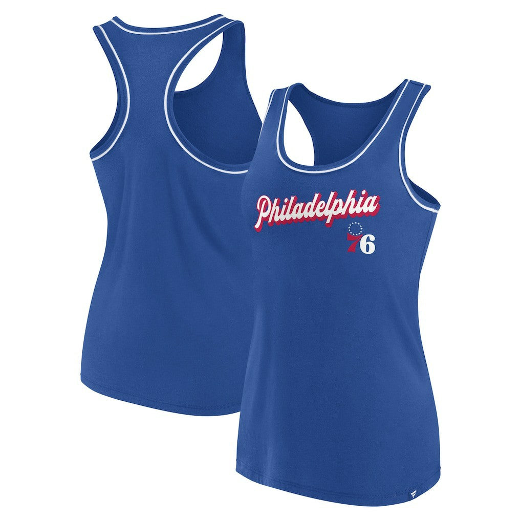 Fanatics - Philadelphia 76ers Women's Wordmark Logo Racerback Tank Top - Royal