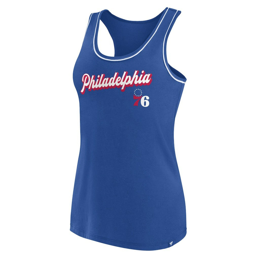 Fanatics - Philadelphia 76ers Women's Wordmark Logo Racerback Tank Top - Royal