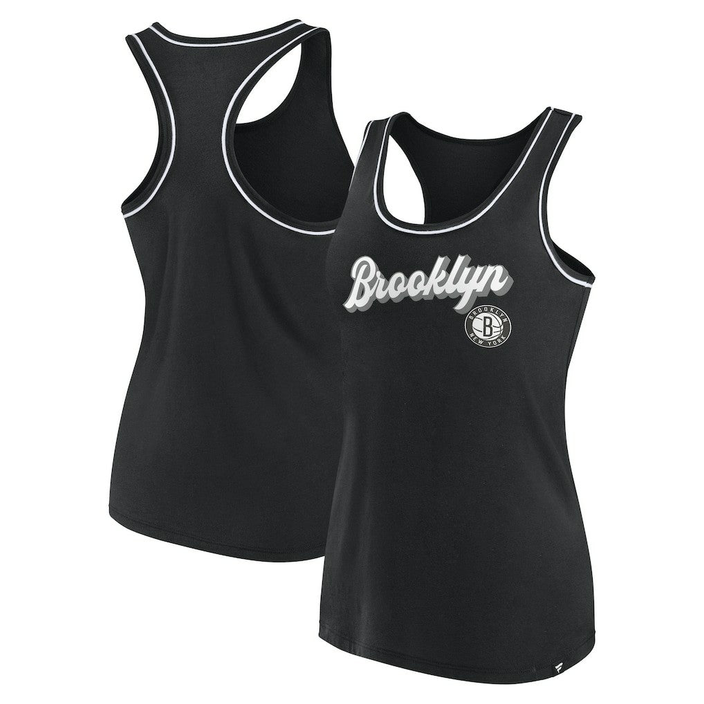 Fanatics - Brooklyn Nets Women's Wordmark Logo Racerback Tank Top - Black