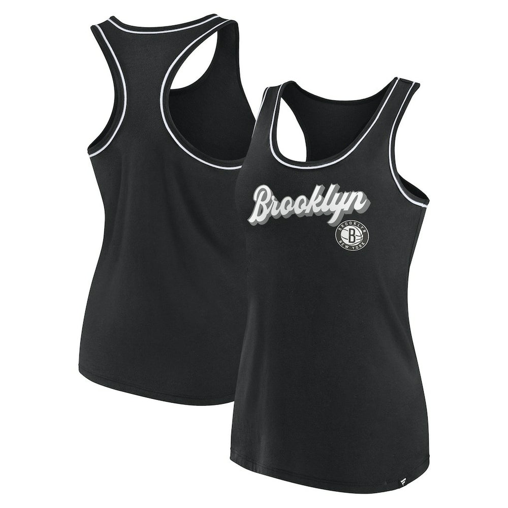 Fanatics - Brooklyn Nets Women's Wordmark Logo Racerback Tank Top - Black