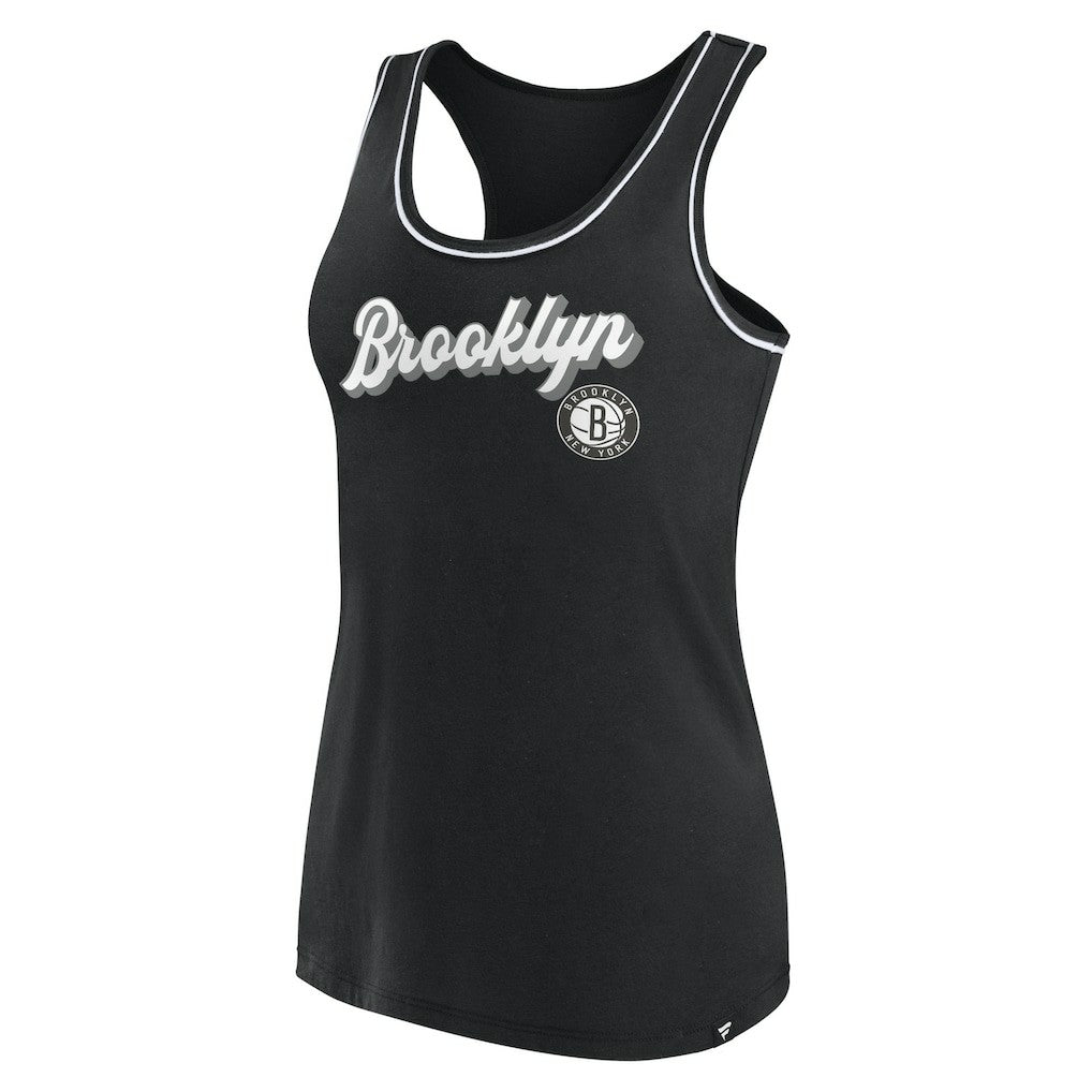 Fanatics - Brooklyn Nets Women's Wordmark Logo Racerback Tank Top - Black