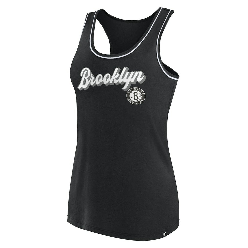 Fanatics - Brooklyn Nets Women's Wordmark Logo Racerback Tank Top - Black