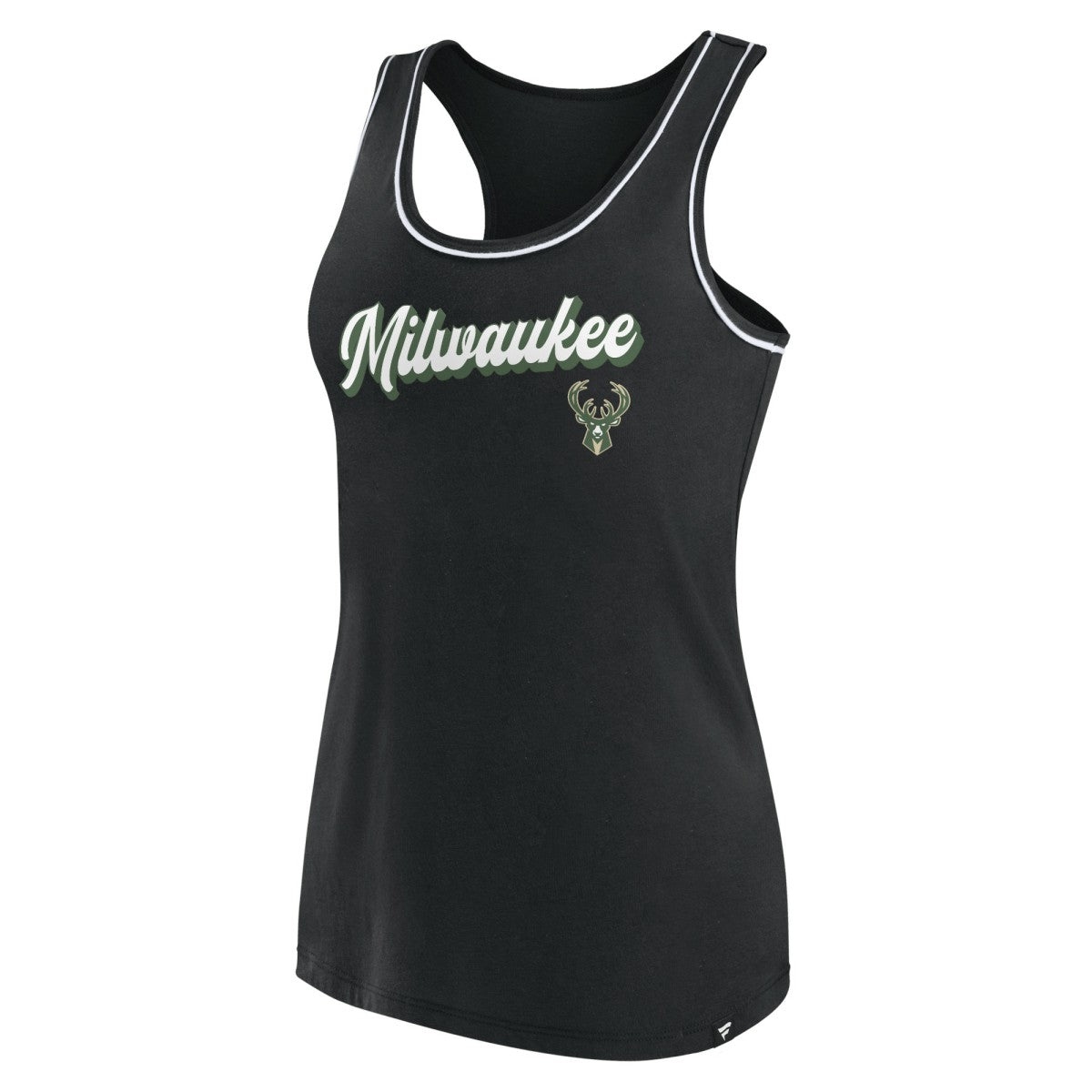 Fanatics - Milwaukee Bucks Women's Wordmark Logo Racerback Tank Top - Black