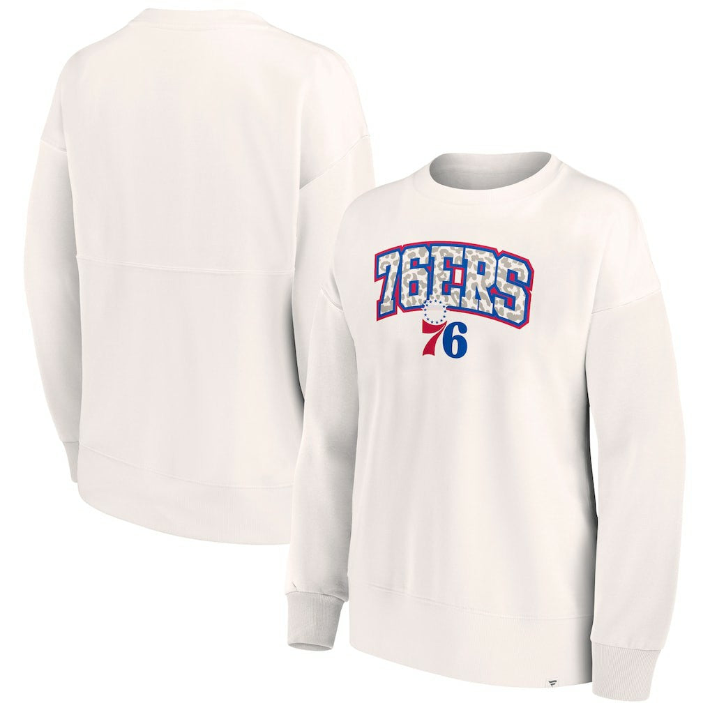 Fanatics - Philadelphia 76ers Women's Tonal Leopard Pullover Sweatshirt - White