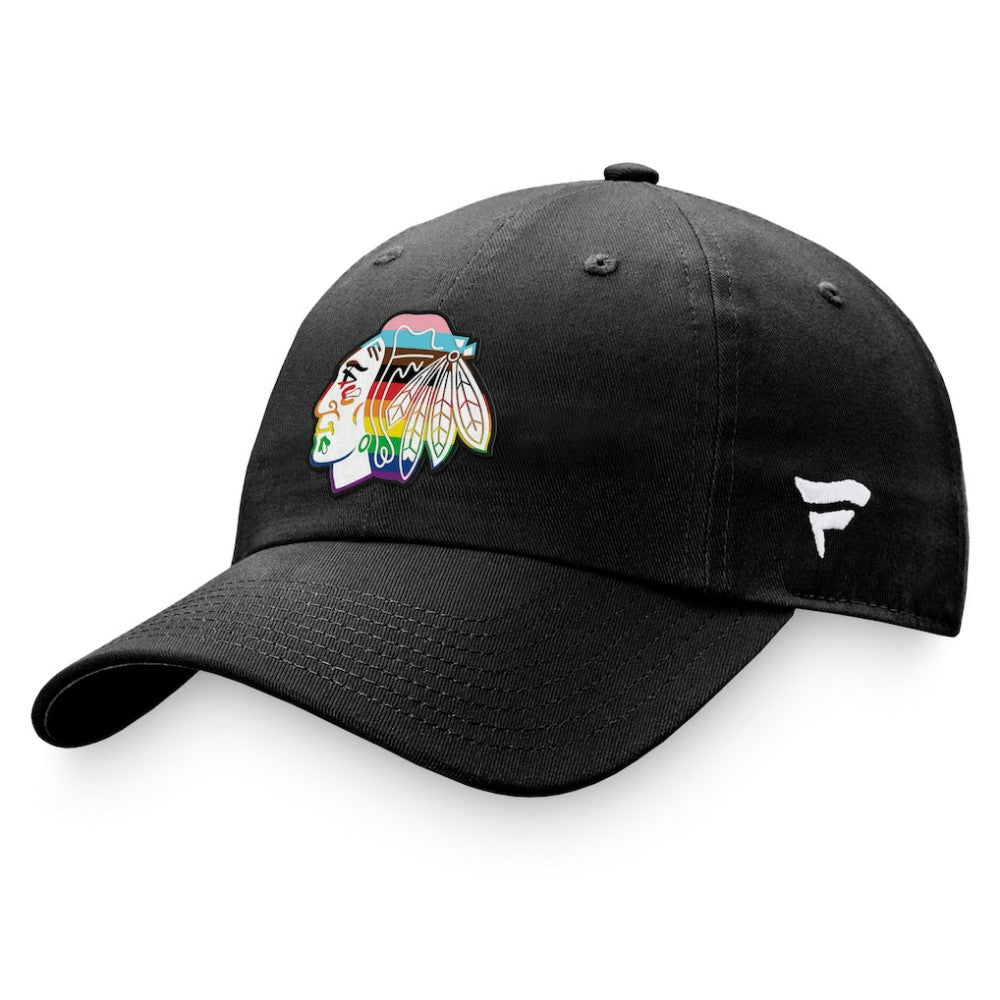 Chicago Blackhawks Fanatics Team Logo Pride Adjustable Hat Black