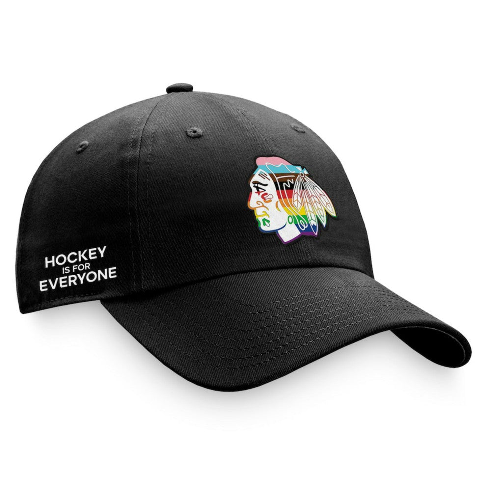 Chicago Blackhawks Fanatics Team Logo Pride Adjustable Hat Black