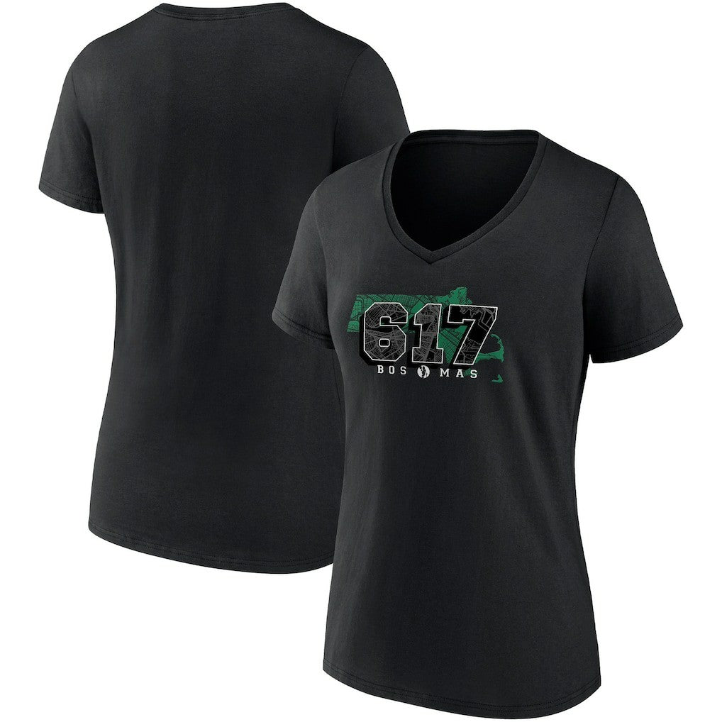 Fanatics - Boston Celtics Women's Hometown Collection 617 V-Neck T-Shirt - Black