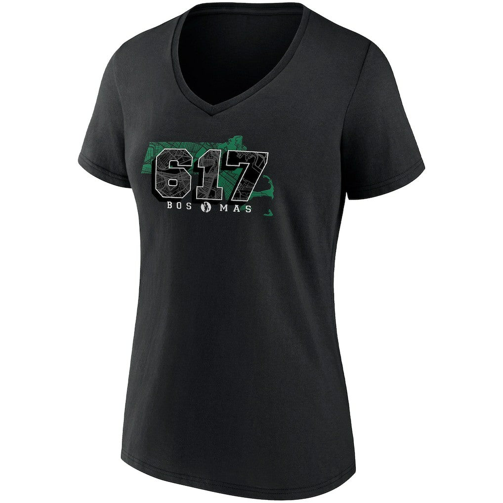 Fanatics - Boston Celtics Women's Hometown Collection 617 V-Neck T-Shirt - Black