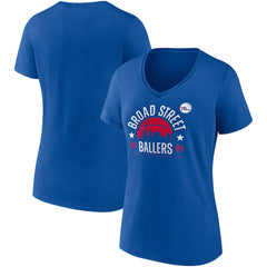 Fanatics - Philadelphia 76ers Women's Hometown Collection Broad Street Ballers V-Neck T-Shirt - Royal