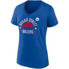 Fanatics - Philadelphia 76ers Women's Hometown Collection Broad Street Ballers V-Neck T-Shirt - Royal