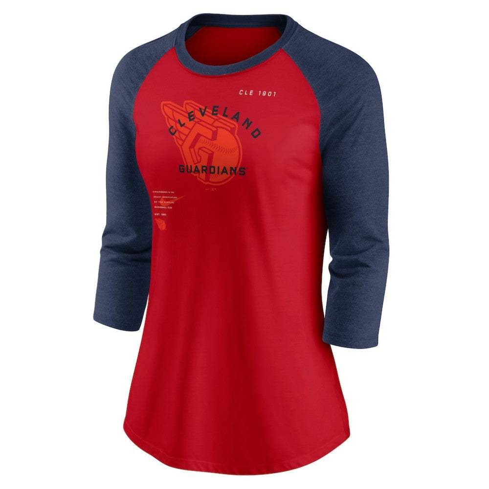 Cleveland Guardians Nike Women's Next Up Tri-Blend Raglan 3/4-Sleeve T-Shirt for sale