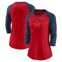 Minnesota Twins Nike Women's Next Up Tri-Blend Raglan 3/4-Sleeve T-Shirt Lifestyle