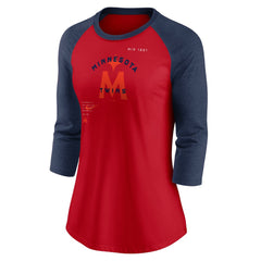 Minnesota Twins Nike Women's Next Up Tri-Blend Raglan 3/4-Sleeve T-Shirt Lifestyle