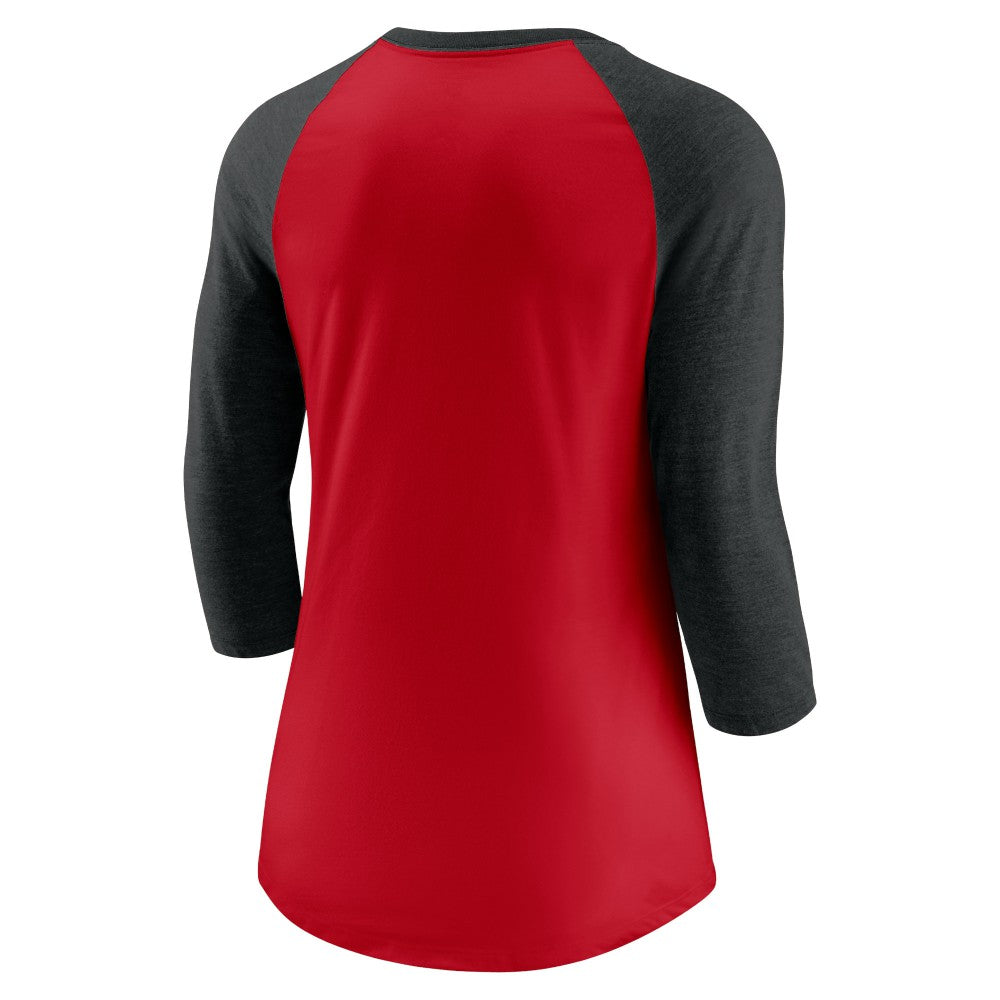 Cincinnati Reds Nike Women's Next Up Tri-Blend Raglan 3/4-Sleeve T-Shirt On Sale