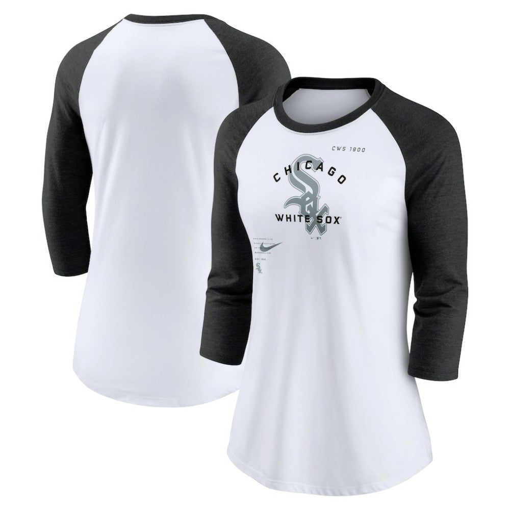 Chicago White Sox Nike Women's Next Up Tri-Blend Raglan 3/4-Sleeve T-Shirt Near Me