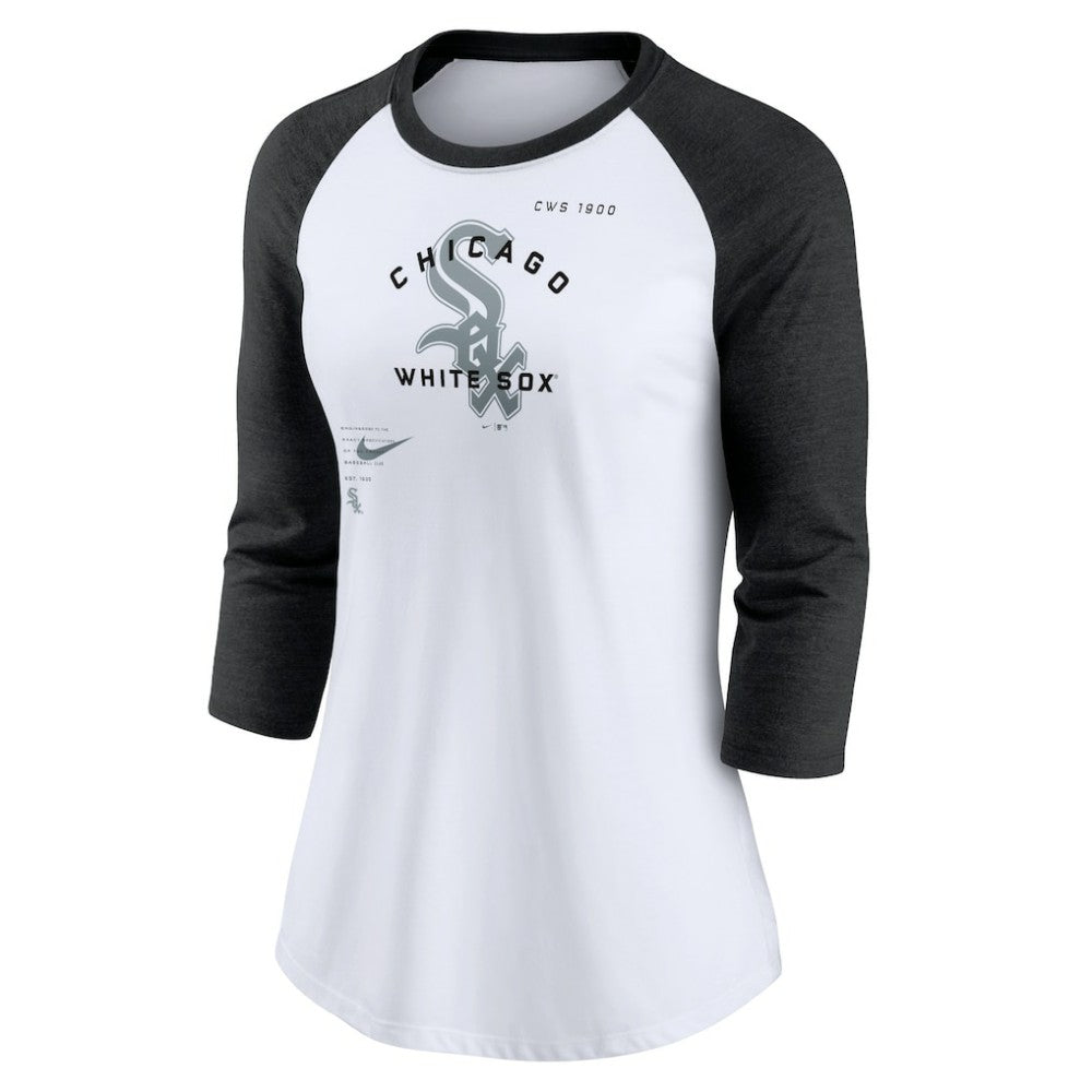 Chicago White Sox Nike Women's Next Up Tri-Blend Raglan 3/4-Sleeve T-Shirt Near Me