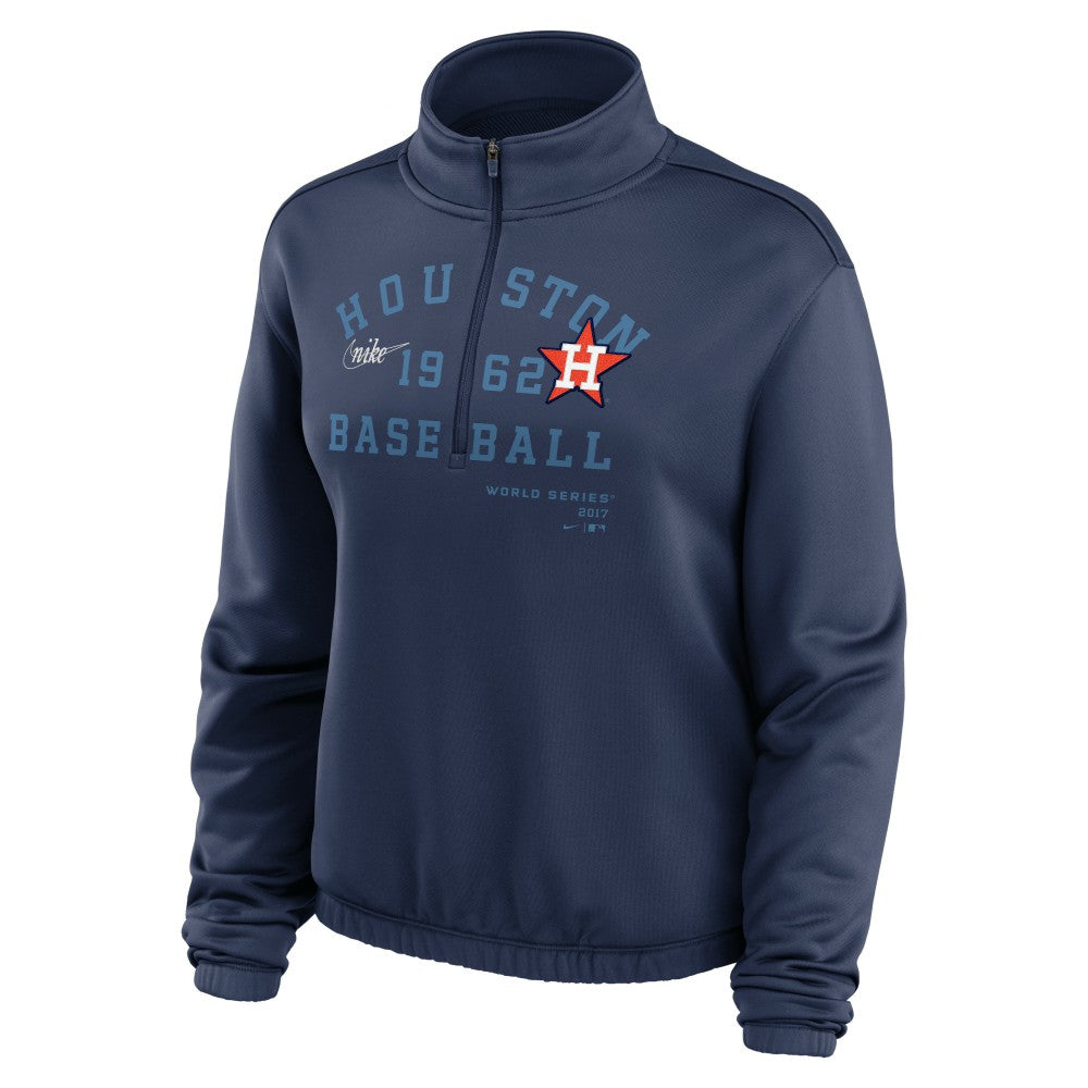 Houston Astros Nike Women's Rewind Splice Half-Zip Semi-Cropped Bubble Hem Sweatshirt for sale
