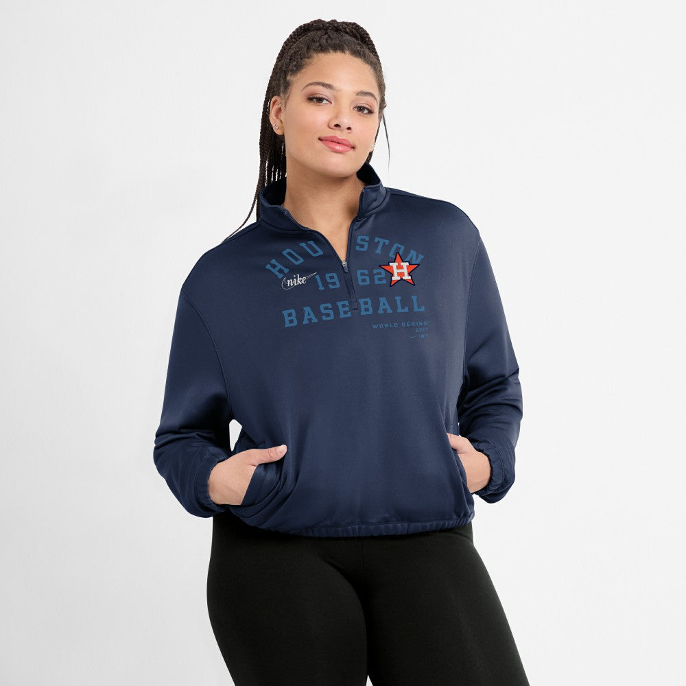 Houston Astros Nike Women's Rewind Splice Half-Zip Semi-Cropped Bubble Hem Sweatshirt for sale