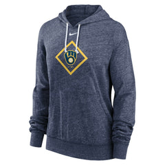Milwaukee Brewers Nike Women's Diamond Icon Gym Vintage Lightweight Hooded Top On Sale