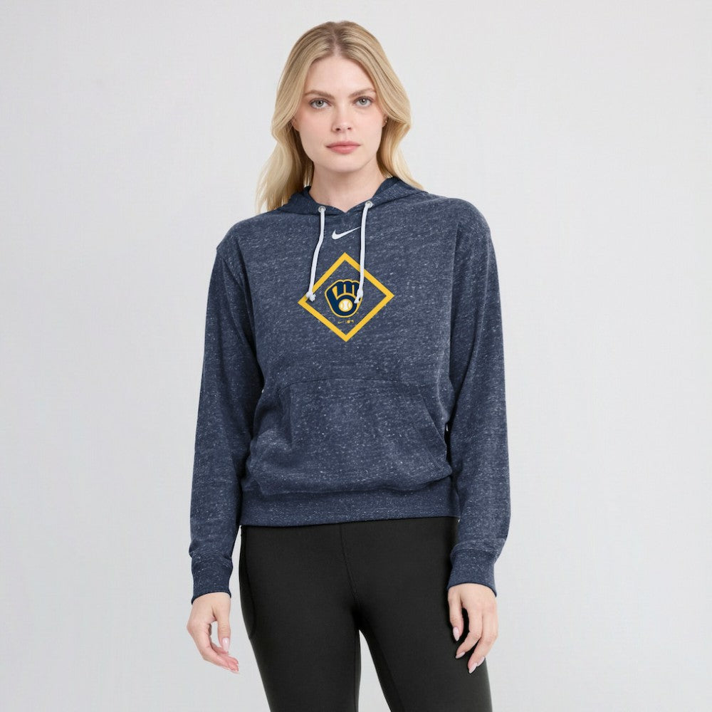 Milwaukee Brewers Nike Women's Diamond Icon Gym Vintage Lightweight Hooded Top On Sale