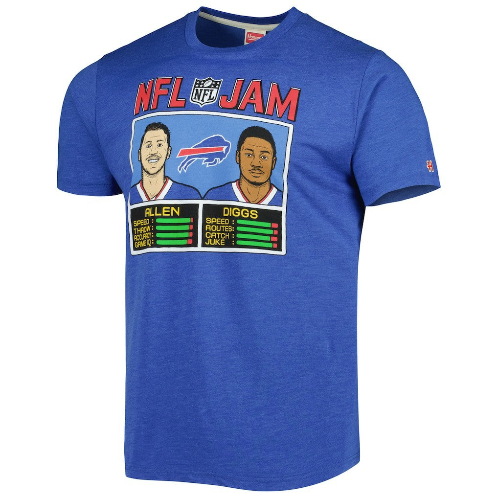 Josh Allen & Stefon Diggs Buffalo Bills Homage Unisex NFL Jam Tri-Blend T-Shirt Heather Royal - NFL