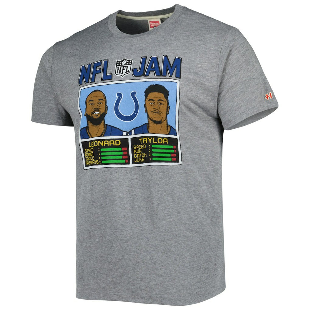 Jonathan Taylor & Shaquille Leonard Indianapolis Colts Homage Unisex NFL Jam Tri-Blend T-Shirt Heather Gray - NFL