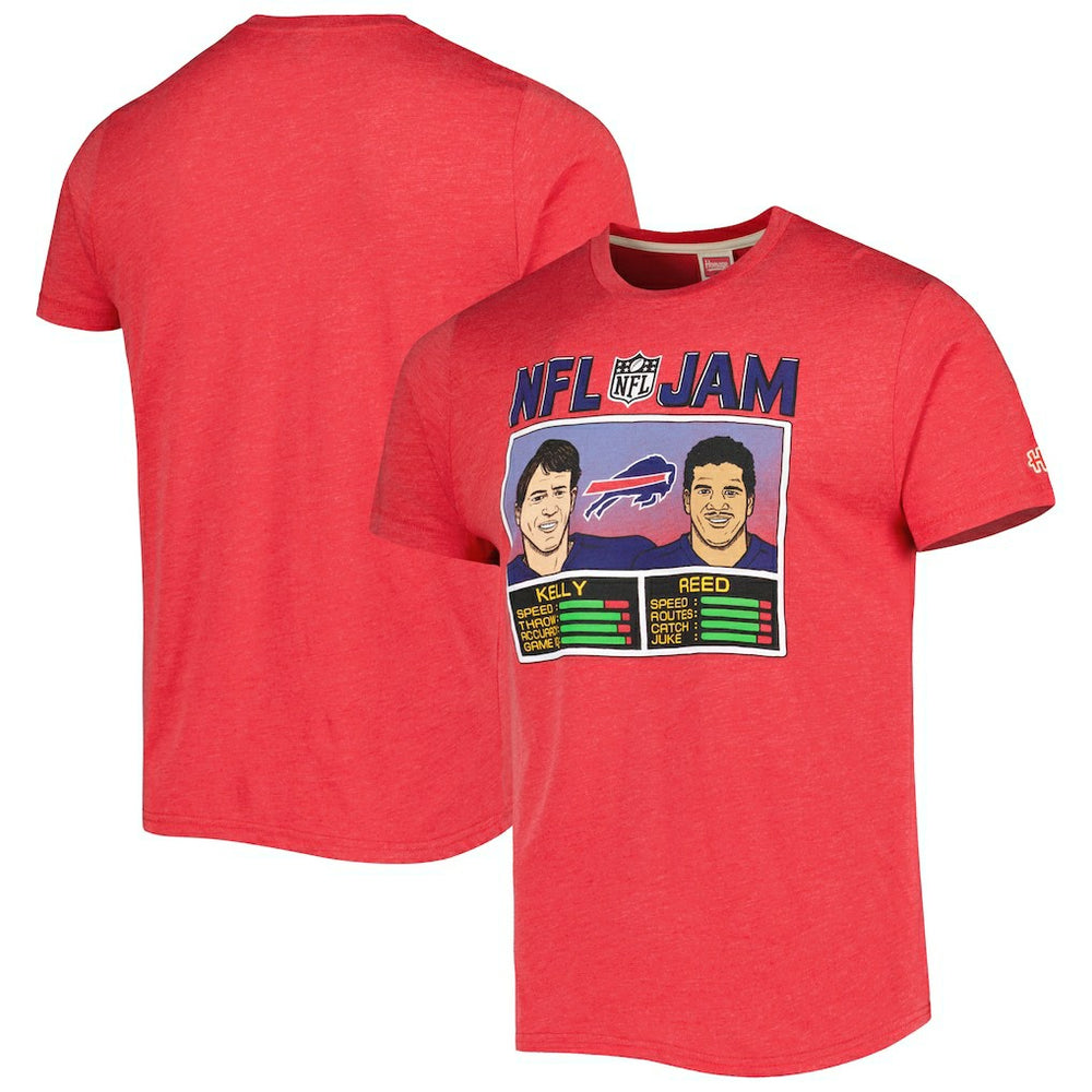 Andre Reed & Jim Kelly Buffalo Bills Homage Unisex NFL Jam Retired Tri-Blend T-Shirt Heather Red - NFL
