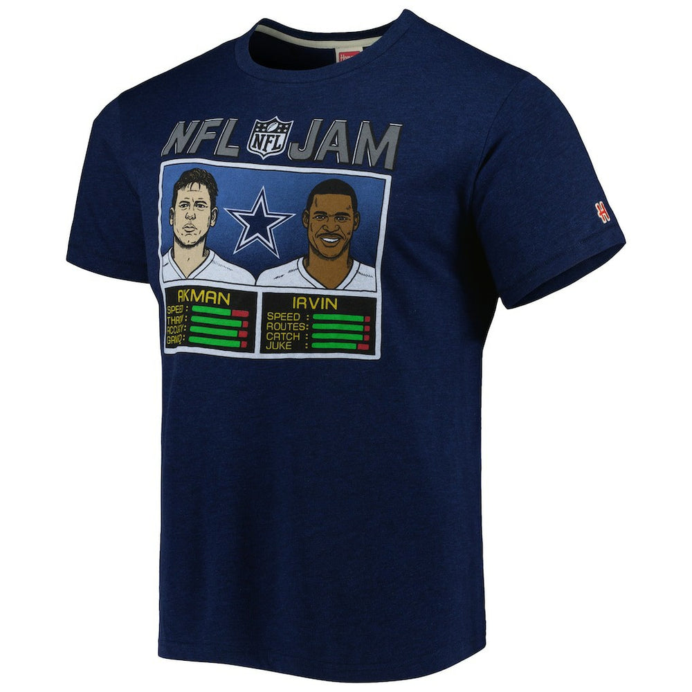 Troy Aikman & Michael Irvin Dallas Cowboys Homage Unisex NFL Jam Retired Tri-Blend T-Shirt Heather Navy - NFL