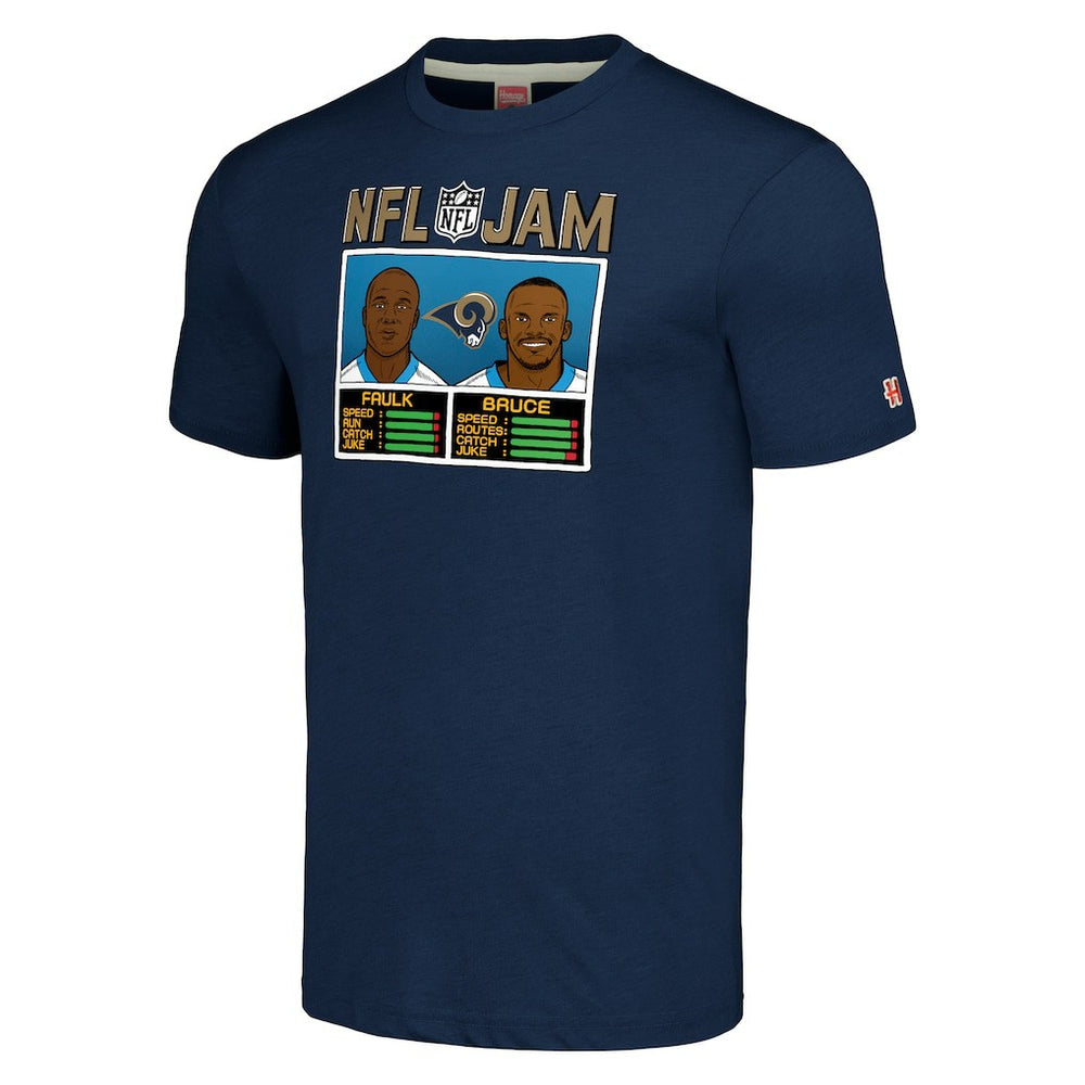 Isaac Bruce & Marshall Faulk Los Angeles Rams Homage Unisex NFL Jam Retired Tri-Blend T-Shirt Navy - NFL