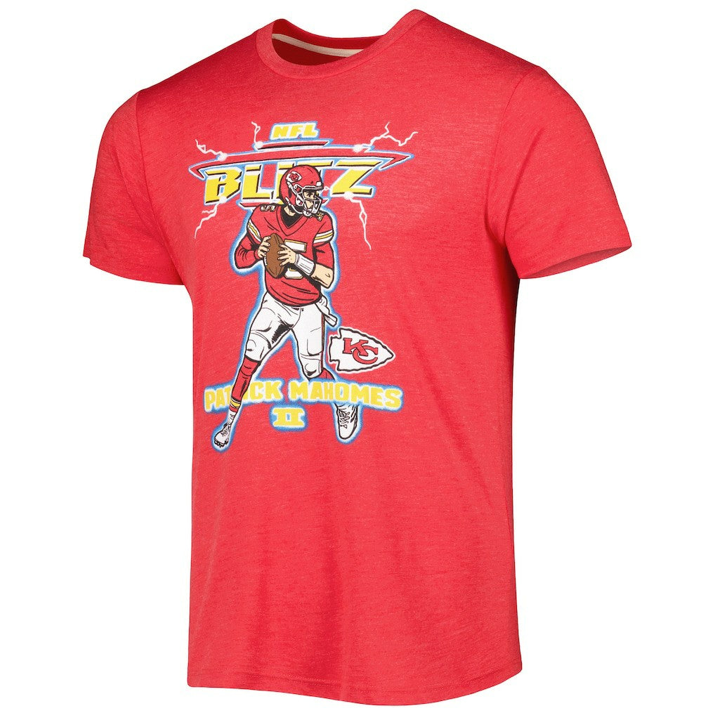 Patrick Mahomes Kansas City Chiefs Homage Unisex NFL Blitz Player Tri-Blend T-Shirt Heathered Heather Red - NFL