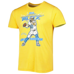 Justin Herbert Los Angeles Chargers Homage Unisex NFL Blitz Player Tri-Blend T-Shirt Heather Gold - NFL