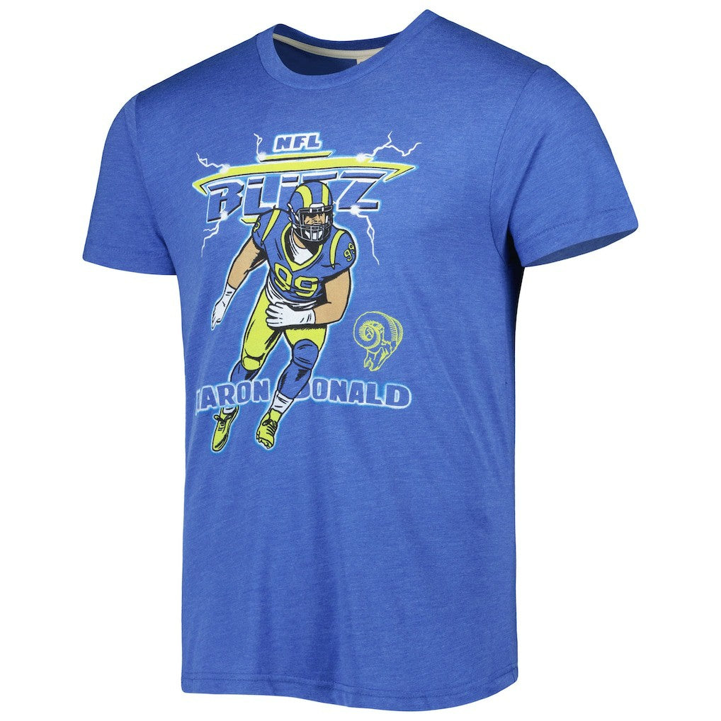 Aaron Donald Los Angeles Rams Homage Unisex NFL Blitz Player Tri-Blend T-Shirt Heather Royal - NFL