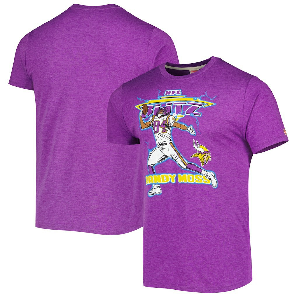 Randy Moss Minnesota Vikings Homage Unisex NFL Blitz Retired Player Tri-Blend T-Shirt Heathered Purple - NFL