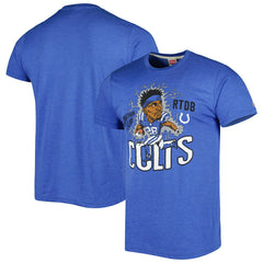 Jonathan Taylor Indianapolis Colts Homage Unisex Caricature Player Tri-Blend T-Shirt Heather Royal - NFL