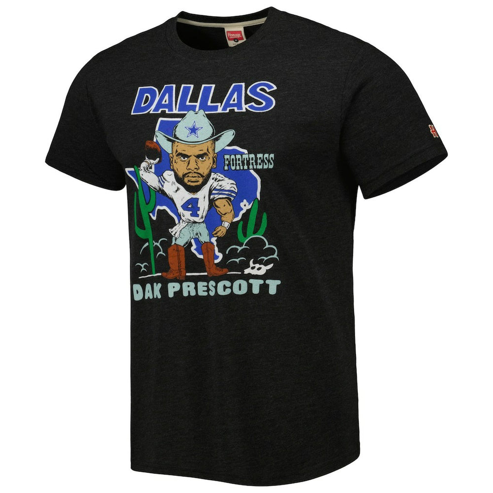 Dak Prescott Dallas Cowboys Homage Unisex Caricature Player Tri-Blend T-Shirt Heather Black - NFL