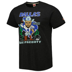 Dak Prescott Dallas Cowboys Homage Unisex Caricature Player Tri-Blend T-Shirt Heather Black - NFL