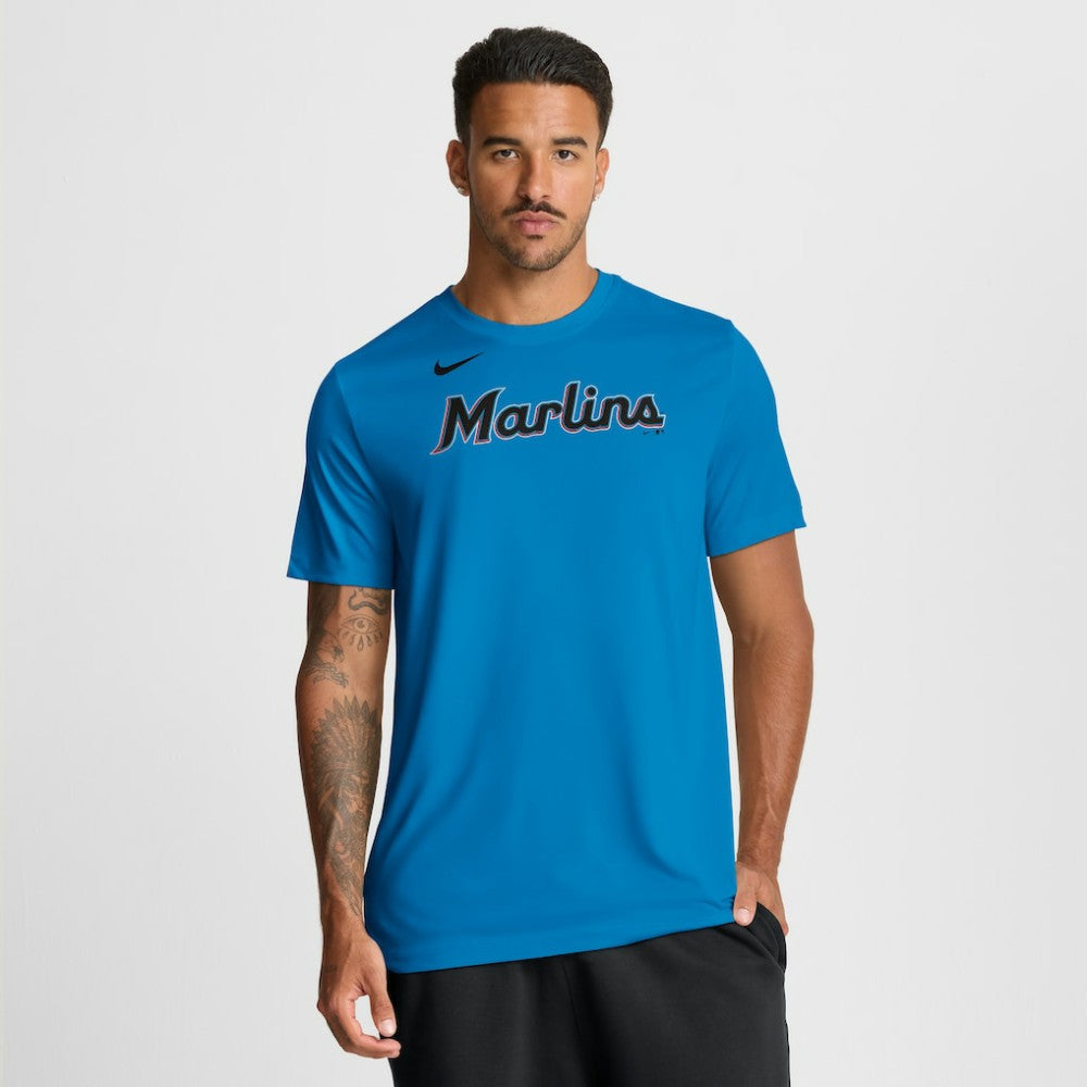 Miami Marlins Nike New Legend Wordmark Dri-FIT T-Shirt Clearance